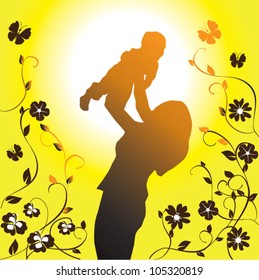 vector happy family mother and child