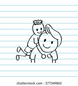 Vector of happy father and son hugging with love for Father's day 