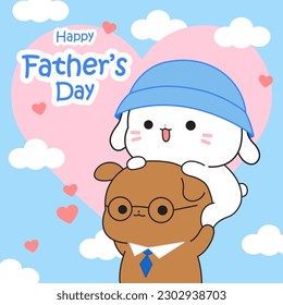 vector happy Father's Day background with family rabbit