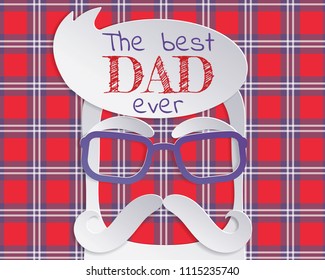 Vector Happy Fathers Day or  Fathers birthday card in paper cut style design for male event, banner or poster.
