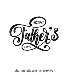 Vector Happy Fathers Day calligraphic inscription for greeting card, festive poster etc. Hand lettering illustration on white background.