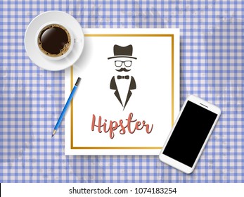 Vector Happy Fathers Day card, vintage style