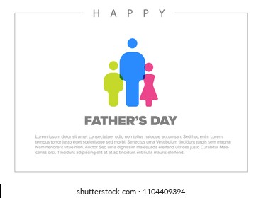 Vector Happy Father's day card template with minimalist famili icon