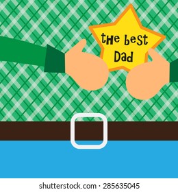 Vector Happy Father's Day concept with happy father and his gift