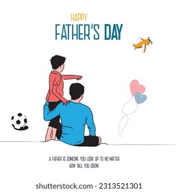 vector happy father's day with dad and children silhouettes on white background