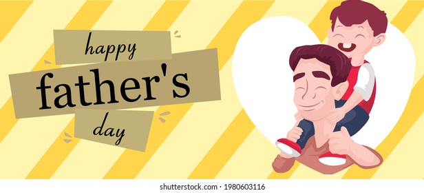 vector happy father's day design, international father's day design concept, father and son joy illustrations, designs for the background, banners, posters and greeting cards for beloved father.