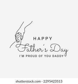 Vector happy father's day design hands holding with badge typography
