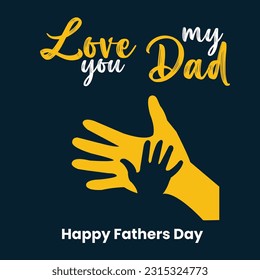 Vector happy fathers day design father and son hand holding in dark blue background