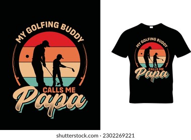 Vector happy father's day tshirt design for golf lover with black background
