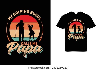 Vector happy father's day tshirt design for golf lover with black background
