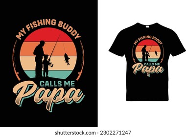 Vector happy father's day tshirt design for fishing lover Dad with black background