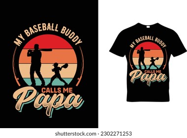 Vector happy father's day tshirt design for Baseball lover Dad with black background