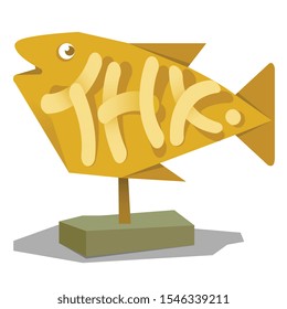 Vector happy fish says thank you.