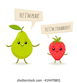 Vector happy fruits.