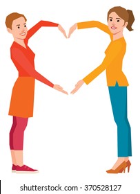 Vector happy gay couple doing poses a figure heart illustration in the style of a flat low poly
