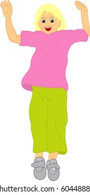 vector - niña feliz saltando y sonriendo