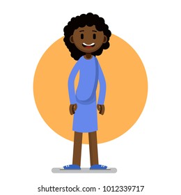 Vector Happy Girl Presenting African American