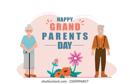 vector Happy Grandparents Day celebration post with grandparent backgroung Grandparents Day 