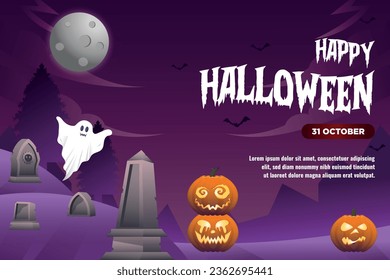 Vector Happy Halloween Background Template 