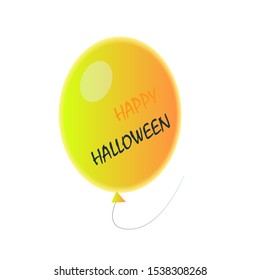 Vector Happy Halloween badge with black text. Yellow moon and text