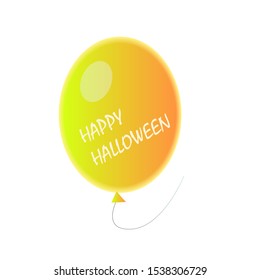 Vector Happy Halloween badge with white text. Yellow moon and text