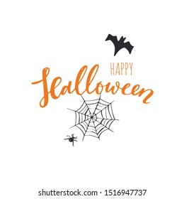 Vector Happy  Halloween banner,emblem, logo. Hand drawn illustration