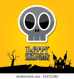 vector happy halloween card. halloween design template background with skull