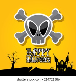 vector happy halloween card. halloween design template background with skull