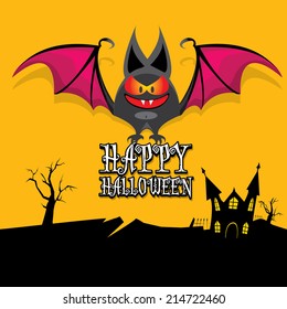 vector happy halloween card. halloween design template background with bat