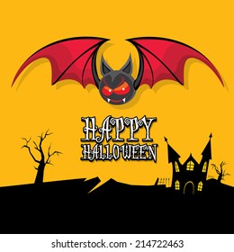 vector happy halloween card. halloween design template background with bat