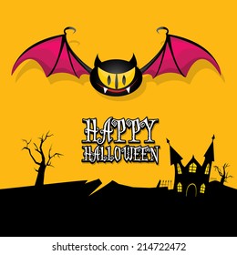 vector happy halloween card. halloween design template background with bat
