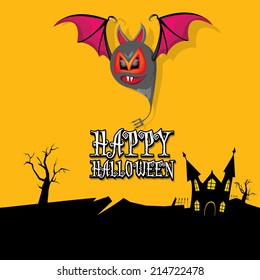 vector happy halloween card. halloween design template background with bat