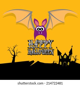vector happy halloween card. halloween design template background with bat