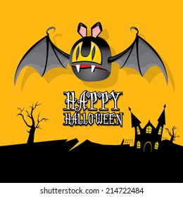vector happy halloween card. halloween design template background with bat