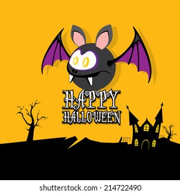 vector happy halloween card. halloween design template background with bat