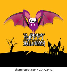 vector happy halloween card. halloween design template background with bat