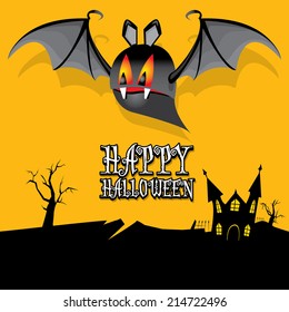 vector happy halloween card. halloween design template background with bat