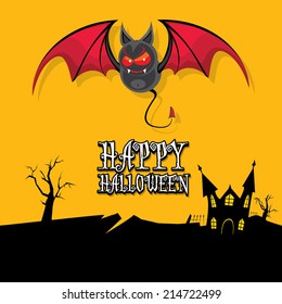 vector happy halloween card. halloween design template background with bat