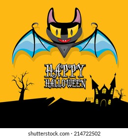 vector happy halloween card. halloween design template background with bat