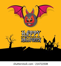 vector happy halloween card. halloween design template background with bat