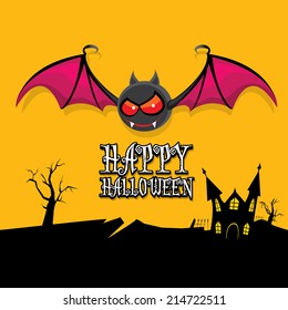 vector happy halloween card. halloween design template background with bat
