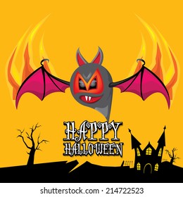 vector happy halloween card. halloween design template background with bat