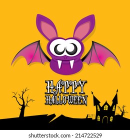 vector happy halloween card. halloween design template background with bat