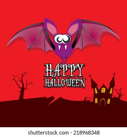 vector happy halloween card. halloween design template background with bat