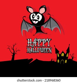 vector happy halloween card. halloween design template background with bat