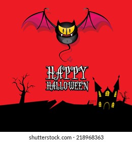 vector happy halloween card. halloween design template background with bat