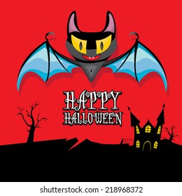 vector happy halloween card. halloween design template background with bat