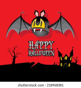 vector happy halloween card. halloween design template background with bat