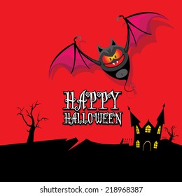 vector happy halloween card. halloween design template background with bat