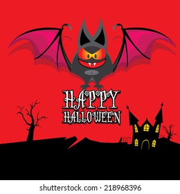 vector happy halloween card. halloween design template background with bat